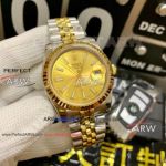 Perfect Replica Rolex Datejust 36 All Gold Dial 2 Tone Jubilee Bracelet Watch